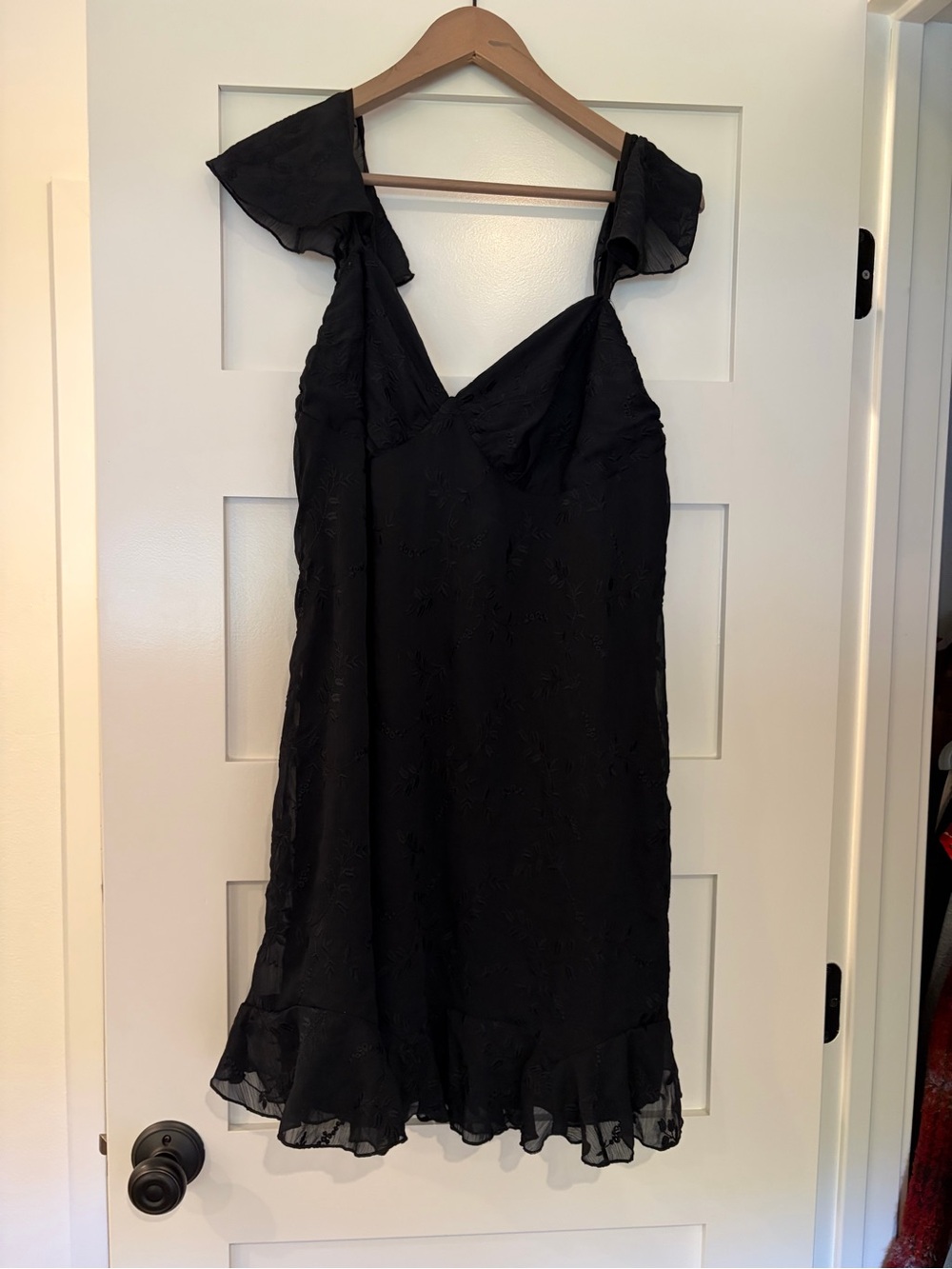 NWT Betsey Johnson Lotus Black Ruffle-Trim Dress